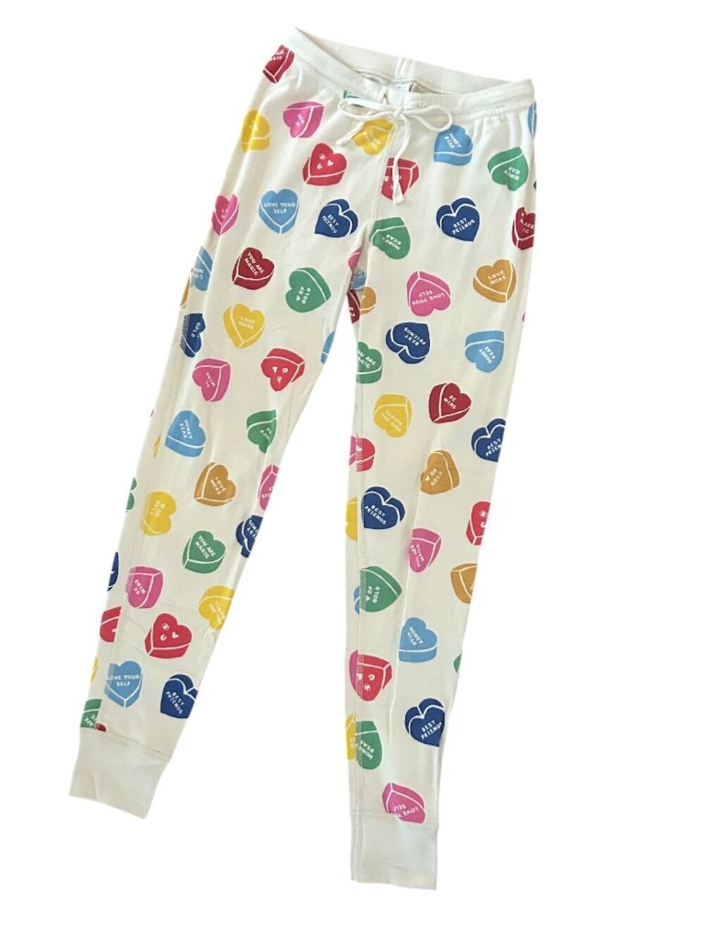 Hanna Andersson Women's All Hearts Conversation Heart Pajama Pants Size XS